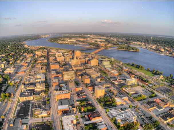 Aerial photo of Davenport, IA.
